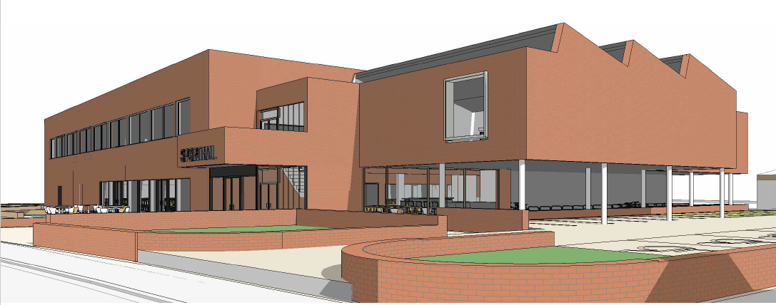 3D-afbeelding van de renovatie van de polyvalente zaal in Erps-Kwerps