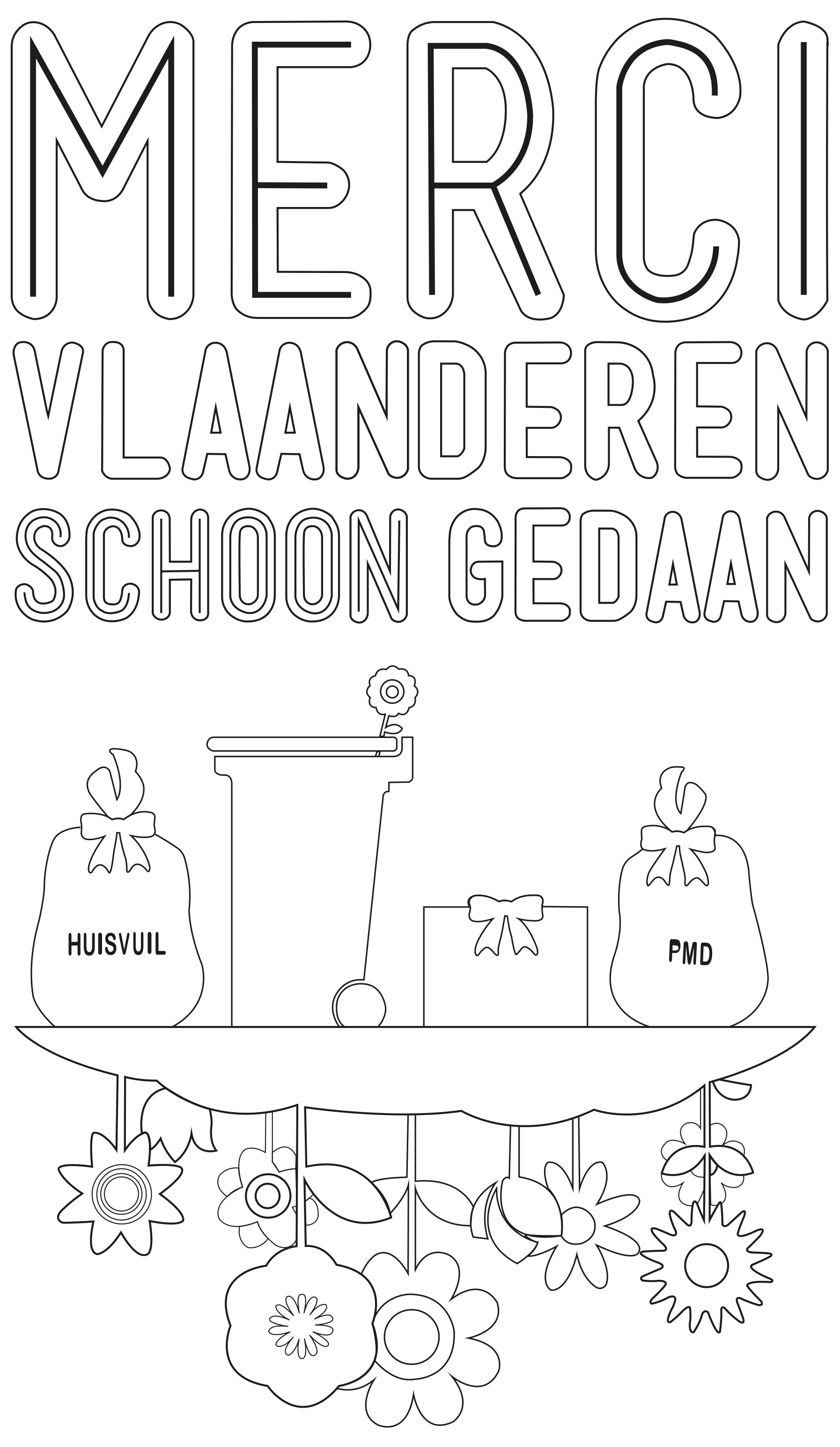 Tekening Merci Vlaanderen - Week van de Afvalophaler en recyclagewachter