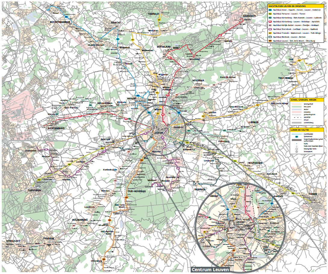 Nachtbussen De Lijn regio Leuven vanaf 1 juli 2023