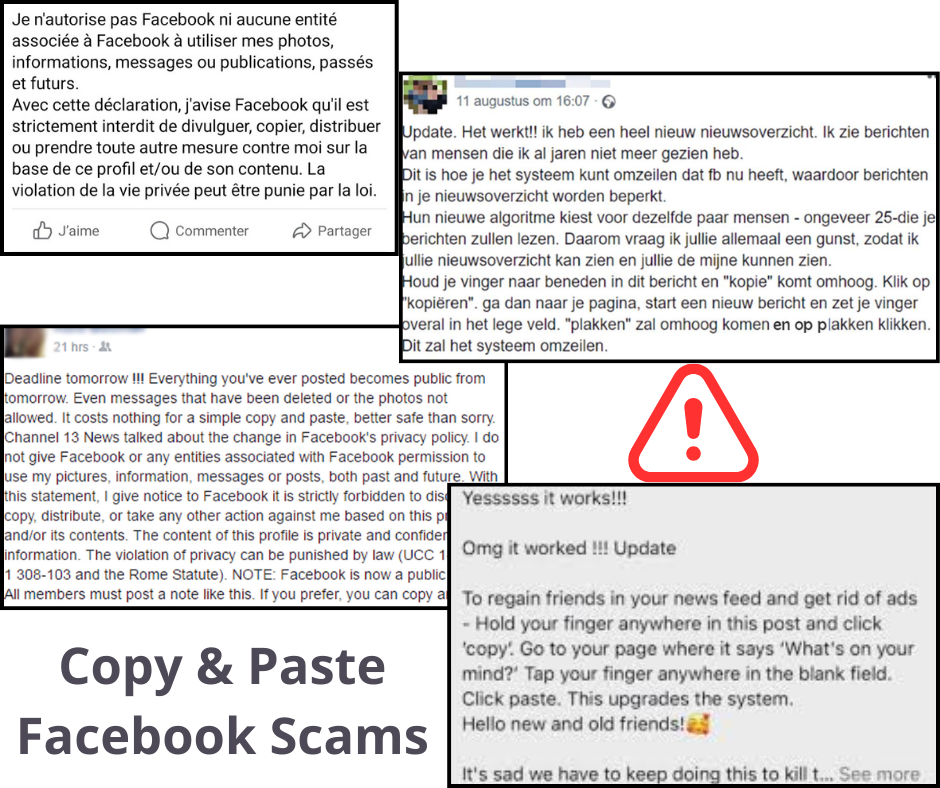 Afbeeldingen van scams op Facebook